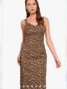 Banana Republic Leopard Print Sheath Dress Shaping Bi-Stretch Adjustable Straps